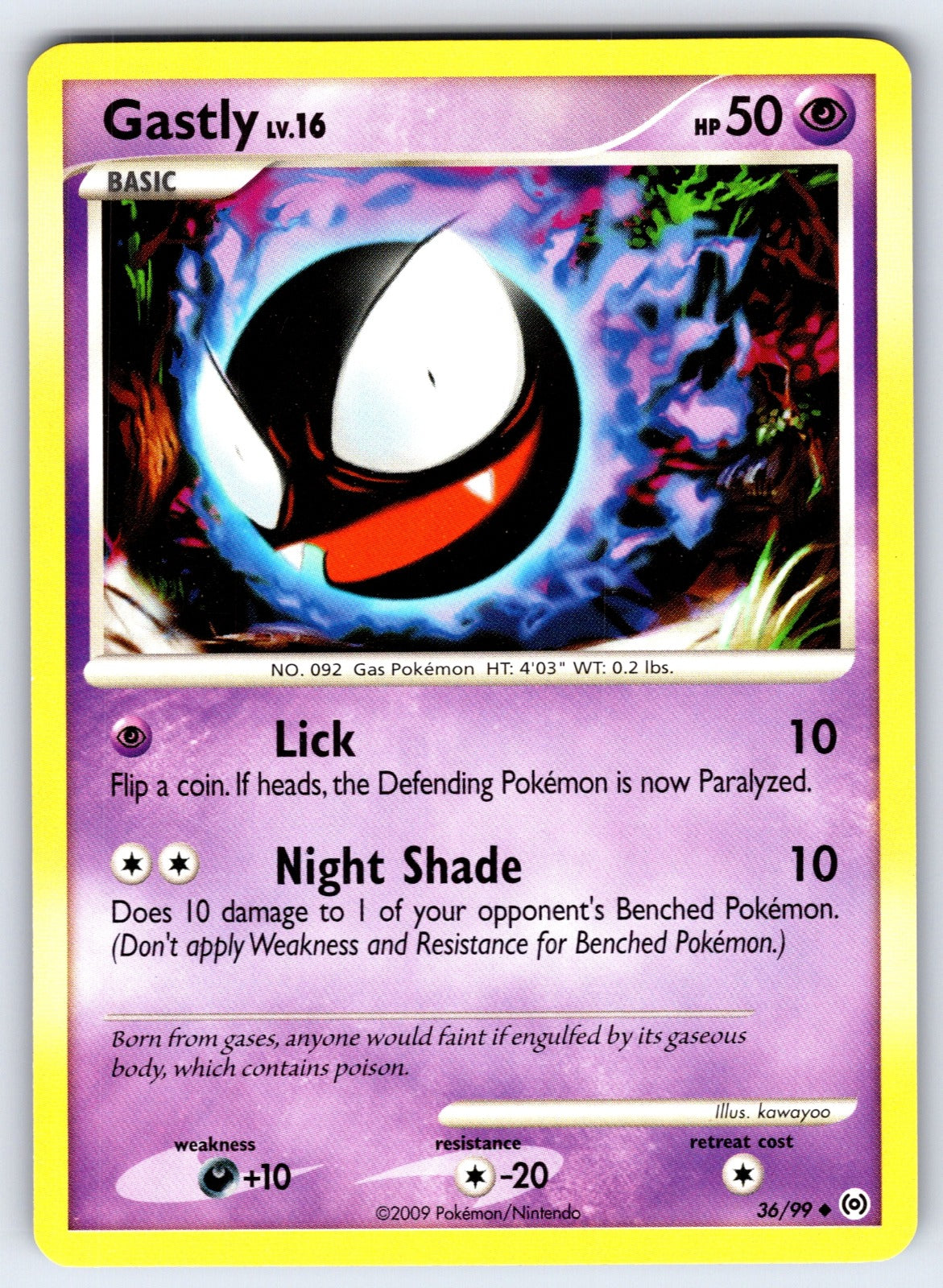 Gastly (36) Uncommon Arceus 36/99 LP 2009