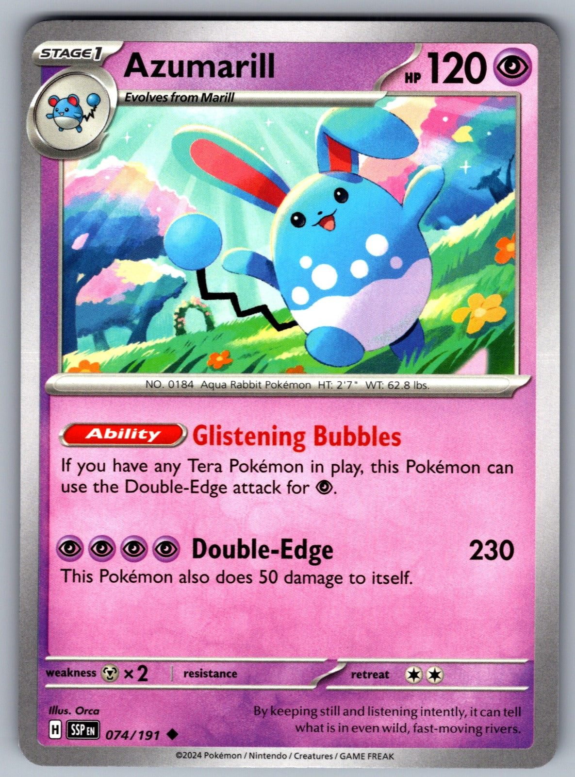 Azumarill Uncommon SV08: Surging Sparks 074/191 NM 2024