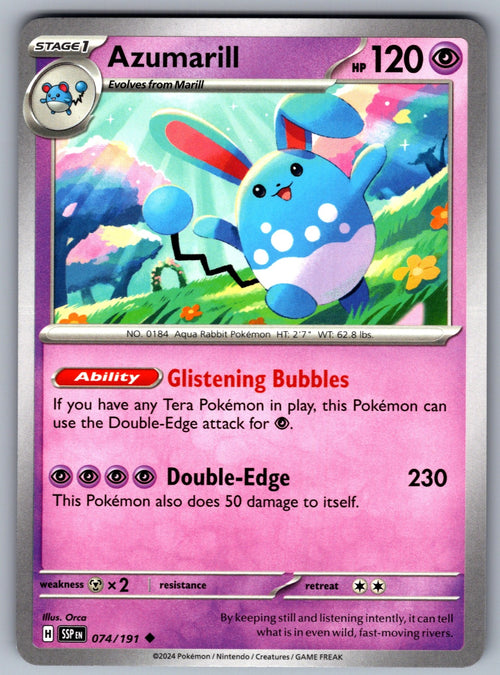 Azumarill Uncommon SV08: Surging Sparks 074/191 NM 2024