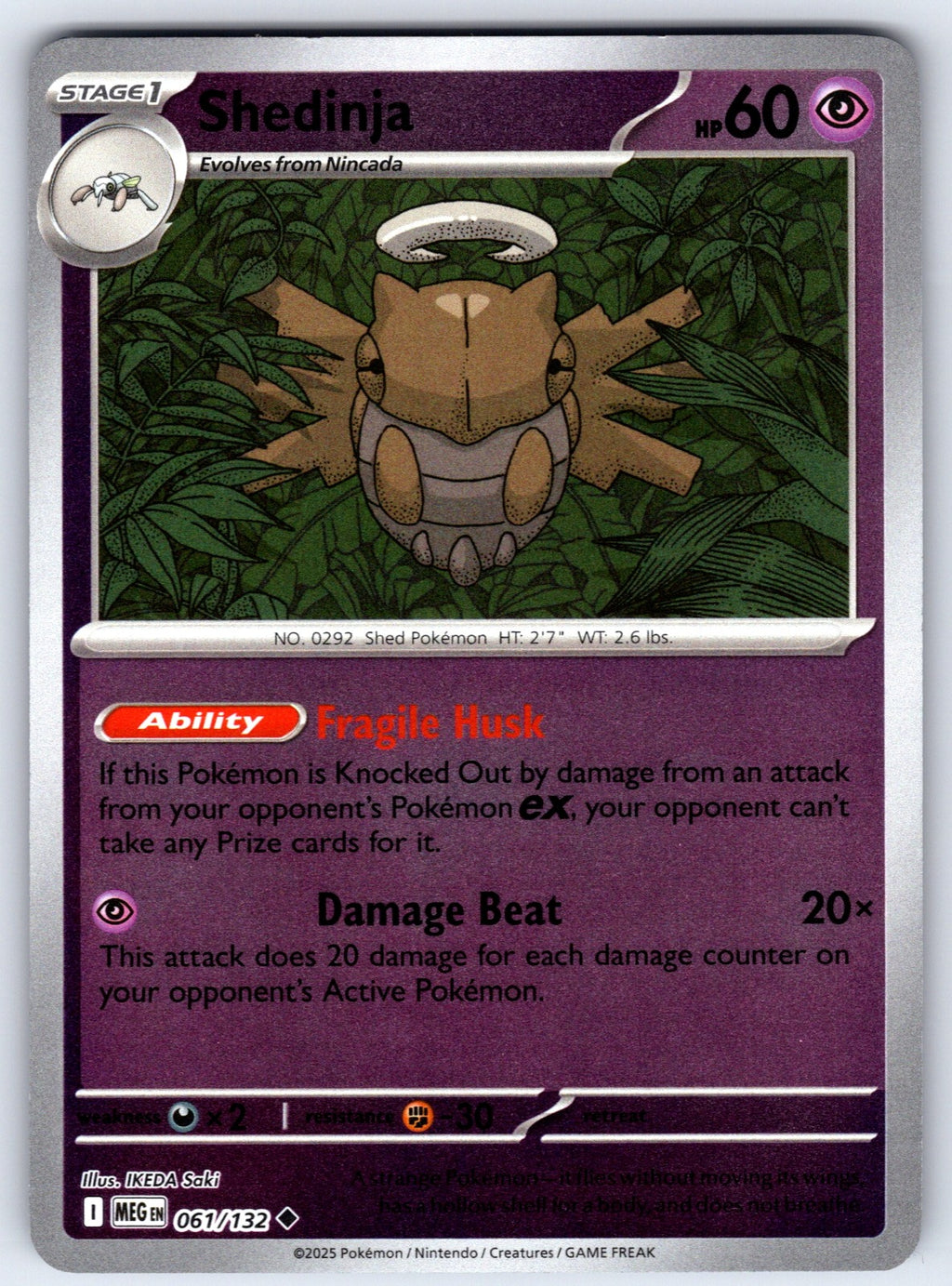 Shedinja Reverse Holo Uncommon ME01: Mega Evolution 061/132 NM 2025