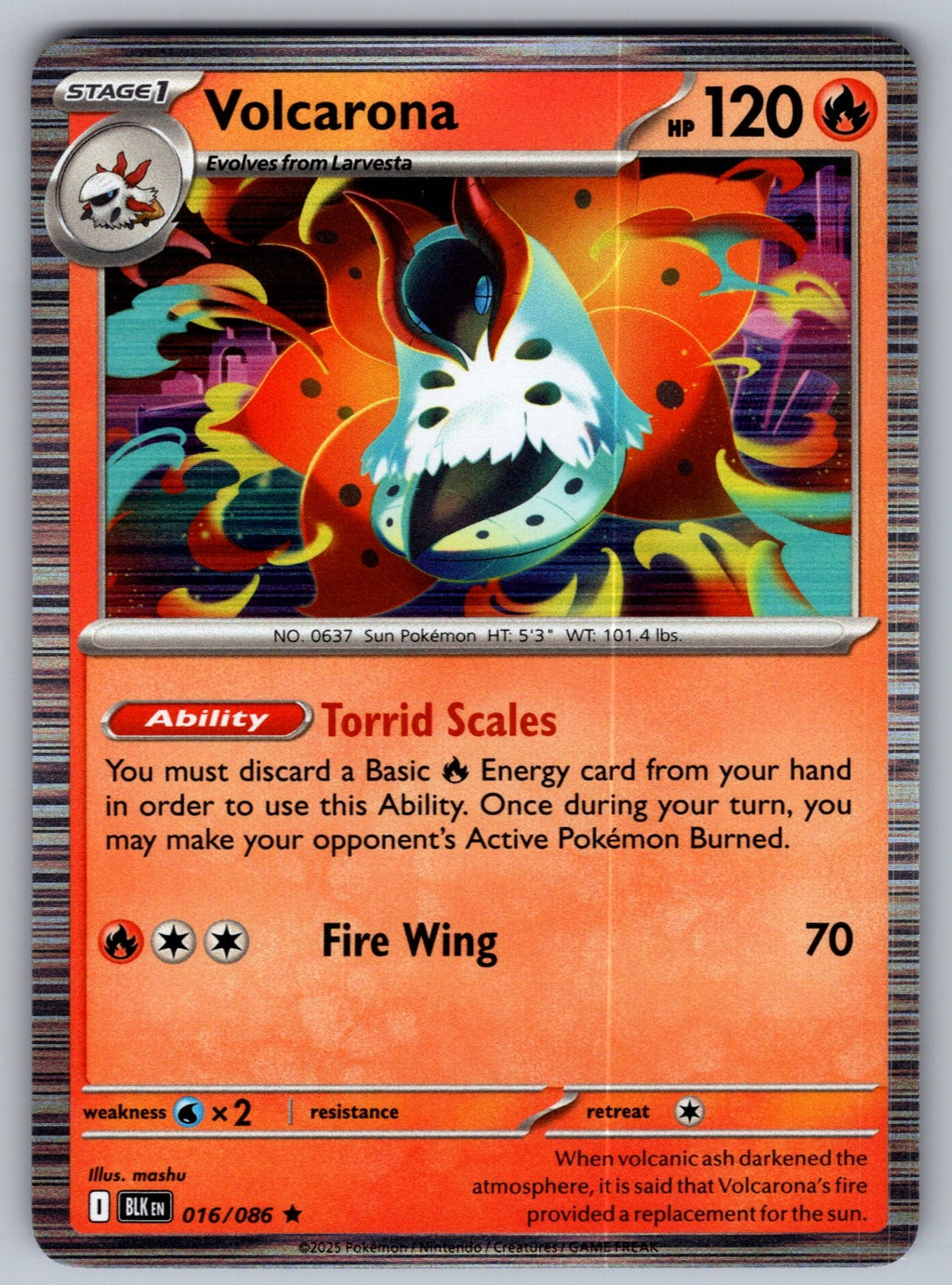 Volcarona Holo Rare SV: Black Bolt 016/086 NM 2025