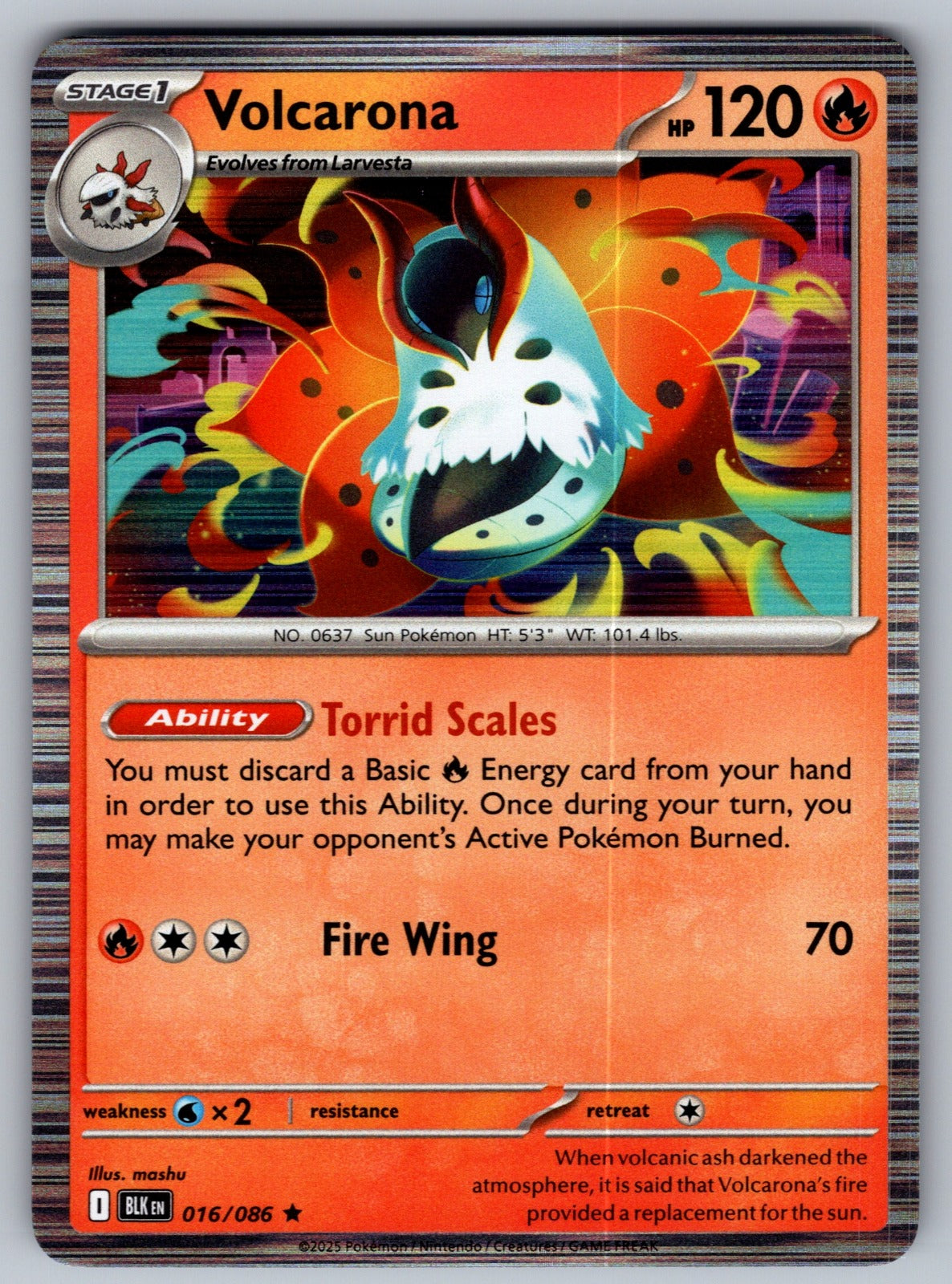 Volcarona Holo Rare SV: Black Bolt 016/086 NM 2025
