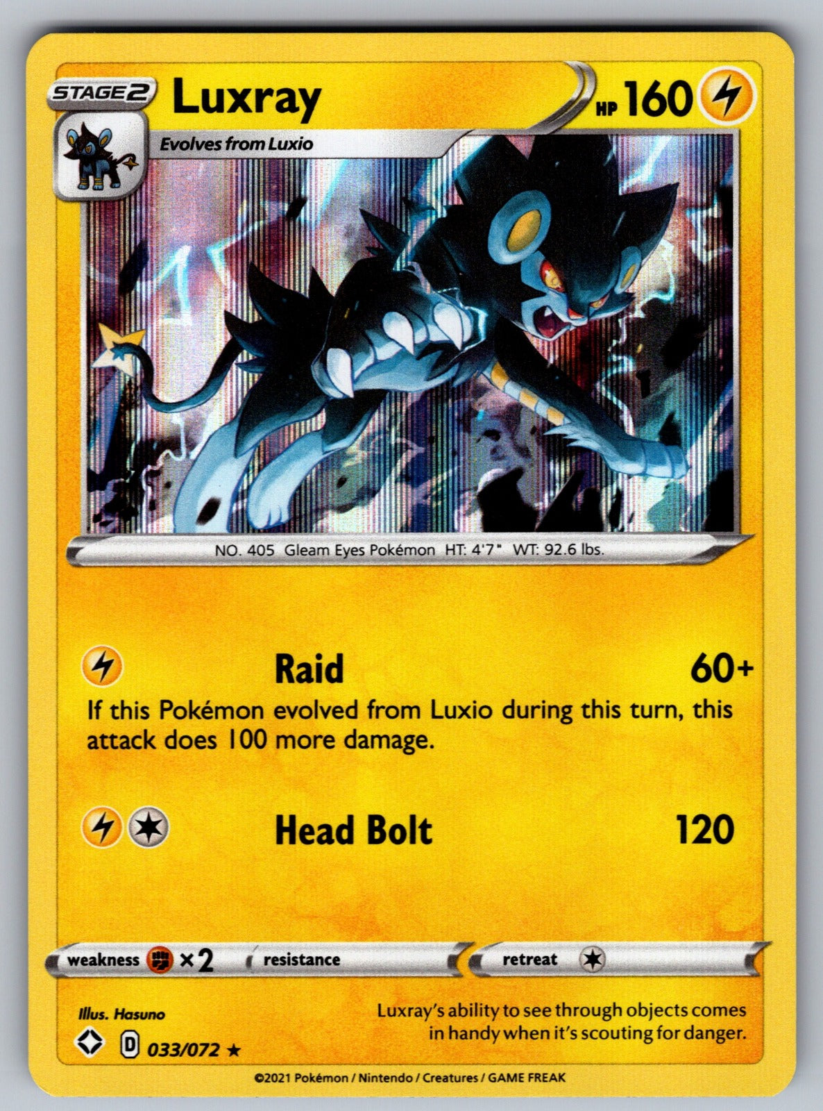 Luxray Holo Rare Shining Fates 033/072 NM 2021