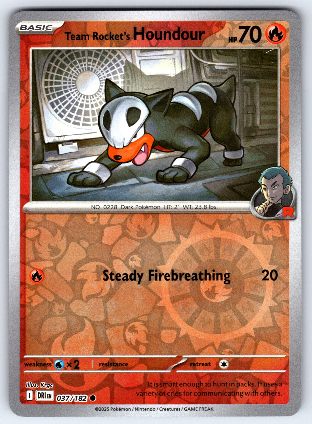 Team Rocket's Houndour Reverse Holo Common SV10: Destined Rivals 037/182 NM 2025