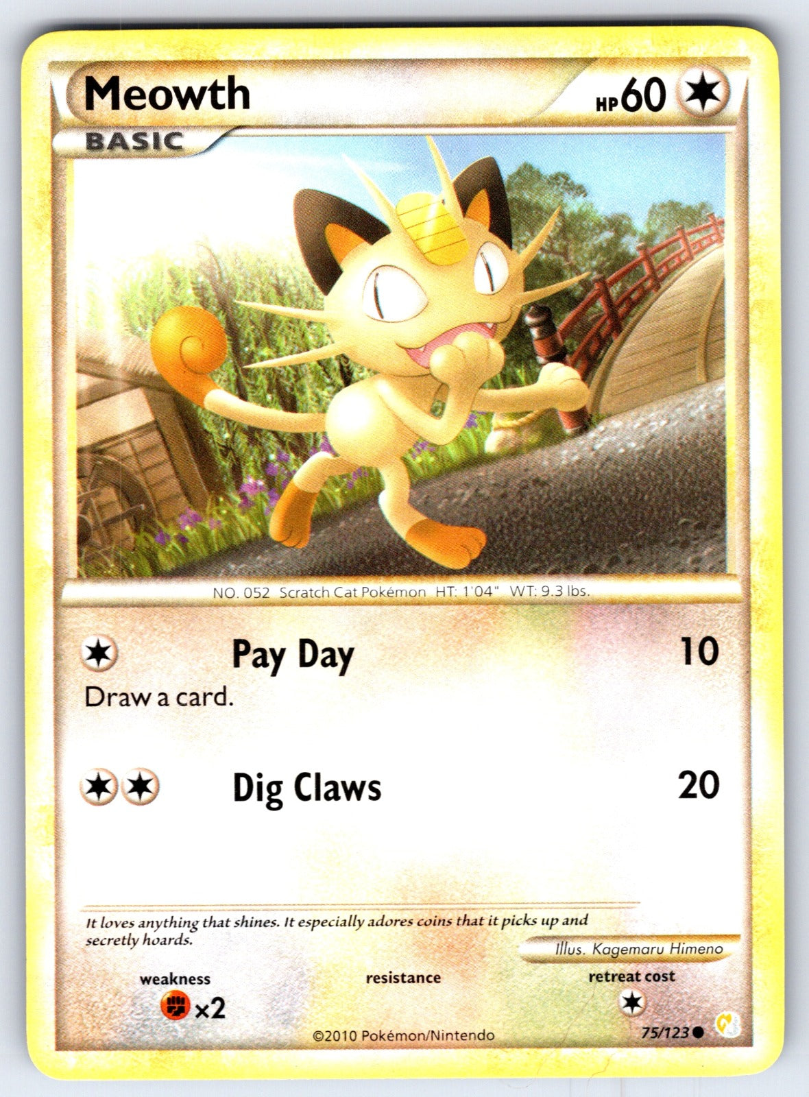 Meowth Common HeartGold SoulSilver 75/123 LP 2010