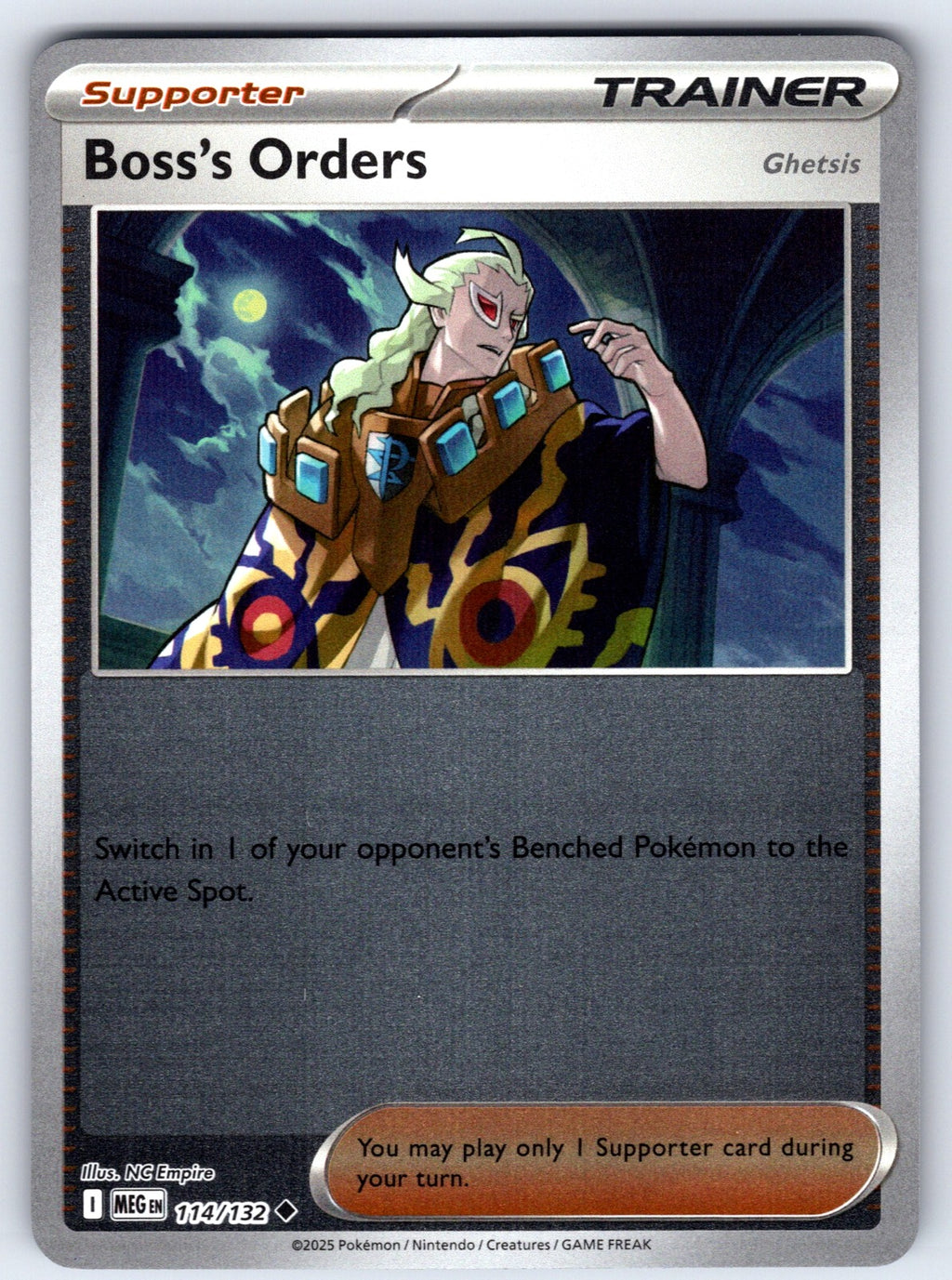 Boss's Orders [Ghetsis] Reverse Holo Uncommon ME01: Mega Evolution 114/132 NM 20