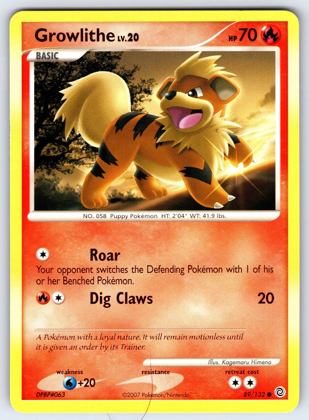 Growlithe Common Secret Wonders 89/132 LP 2007