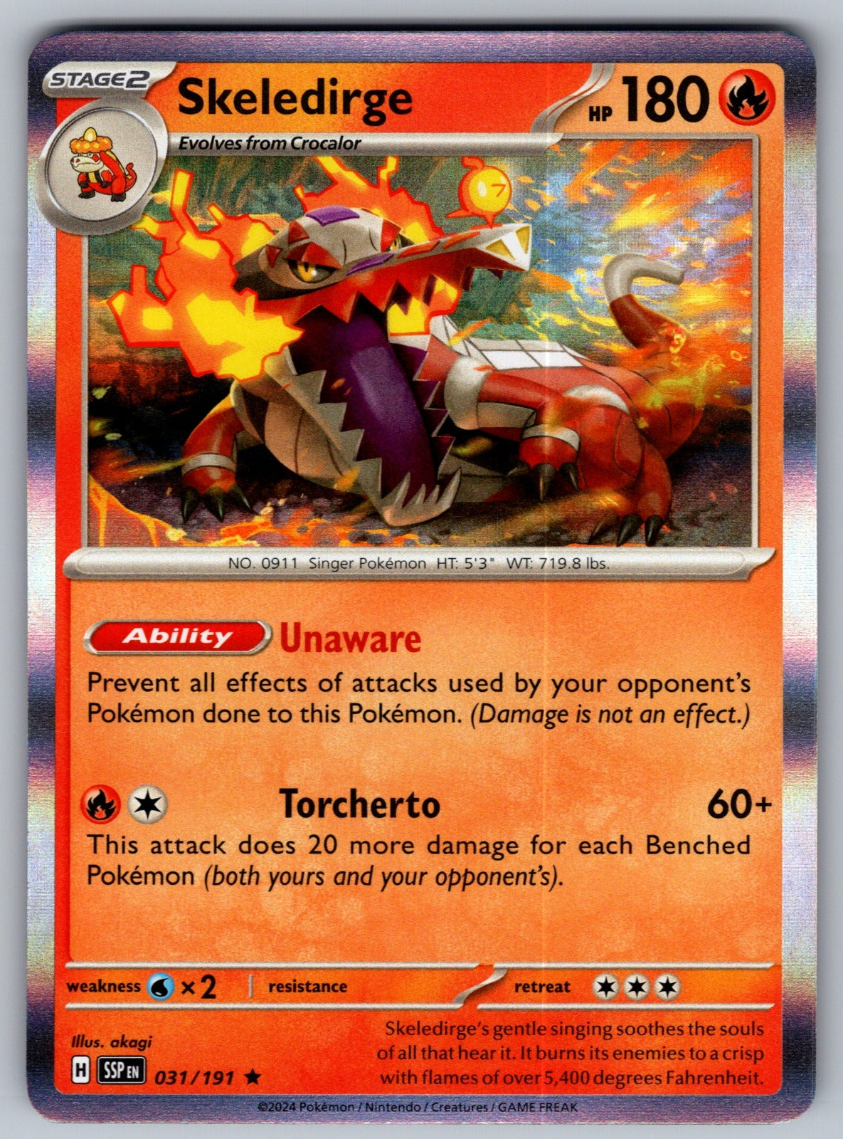 Skeledirge Holo Rare SV08: Surging Sparks 031/191 NM 2024