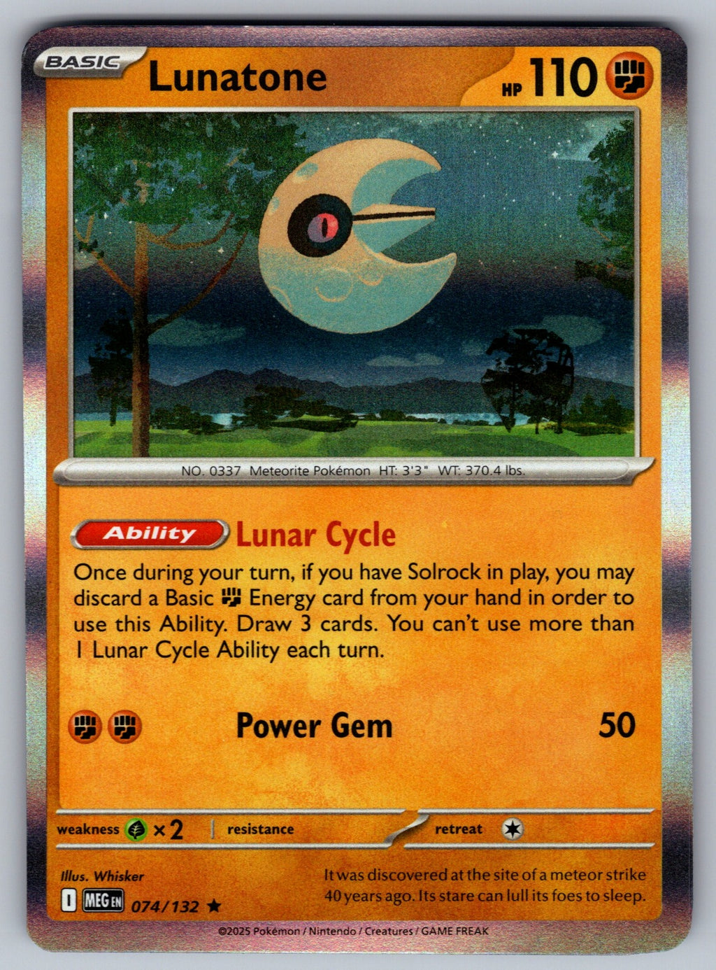 Lunatone Holo Rare ME01: Mega Evolution 074/132 NM 2025