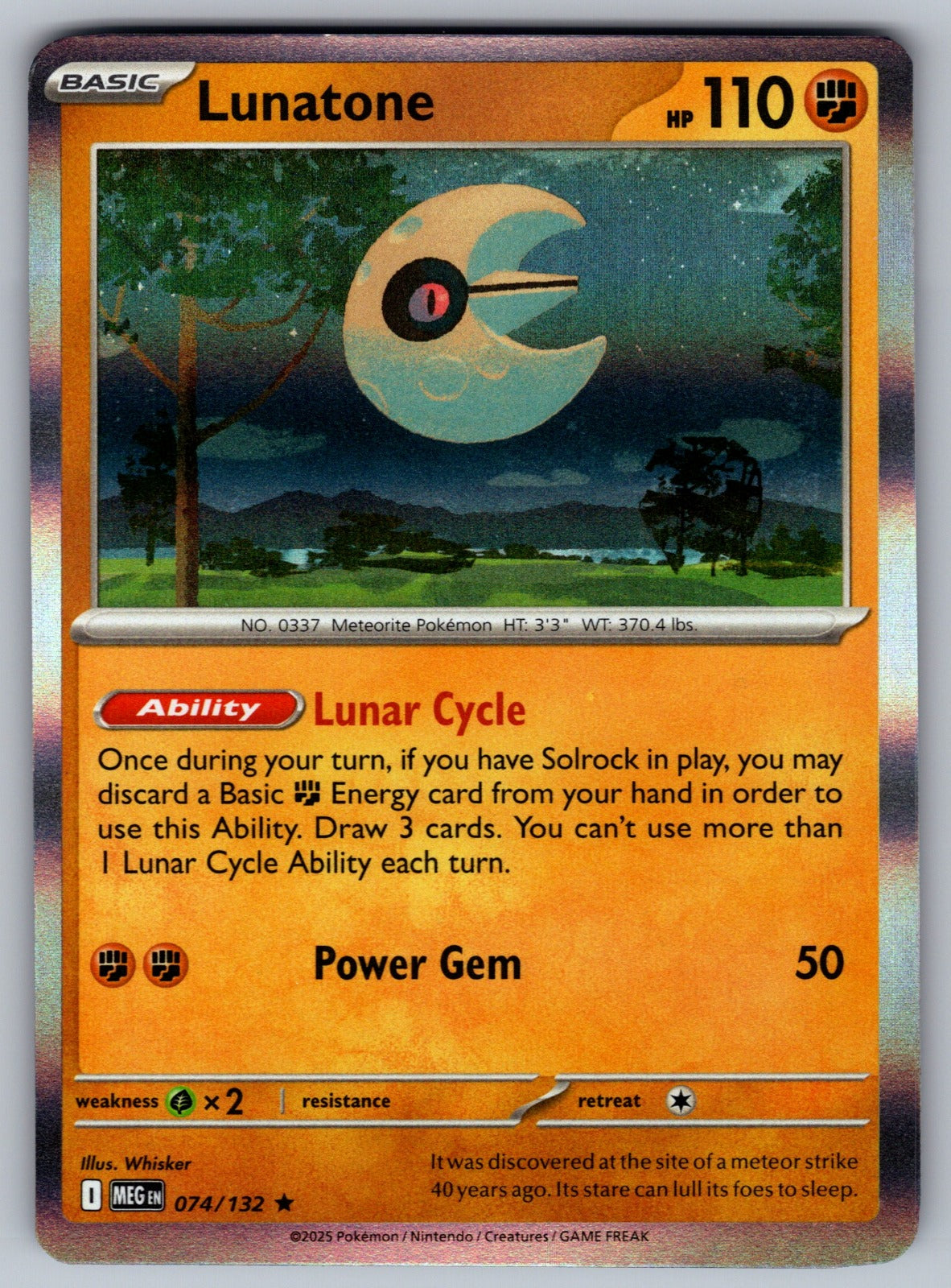 Lunatone Holo Rare ME01: Mega Evolution 074/132 NM 2025
