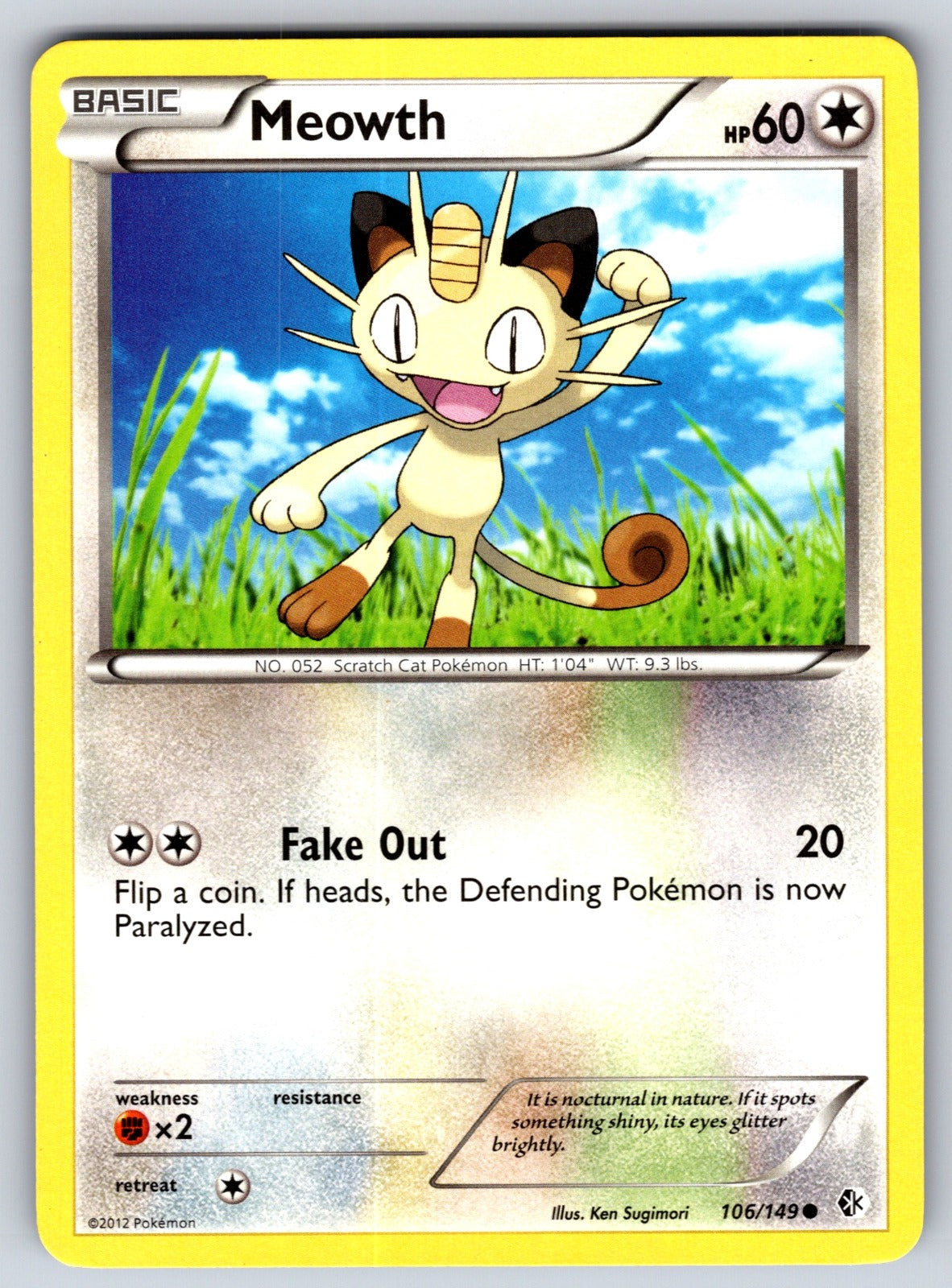 Meowth Common Boundaries Crossed 106/149 LP 2012