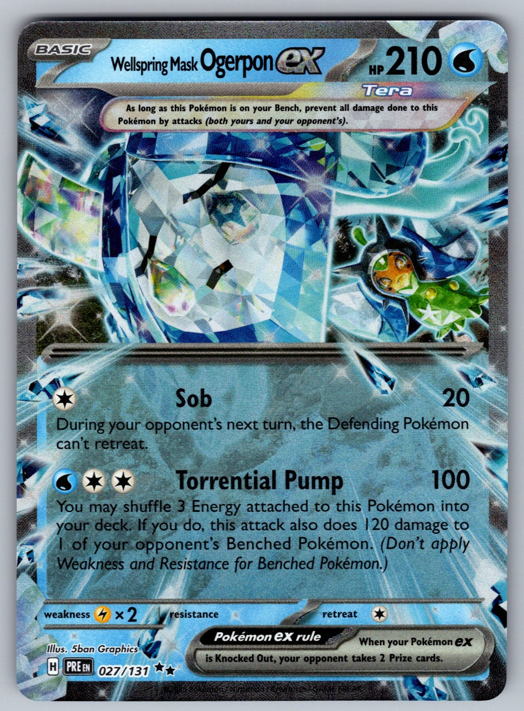 Wellspring Mask Ogerpon ex Holo Double Rare SV: Prismatic Evolutions 027/131 NM 