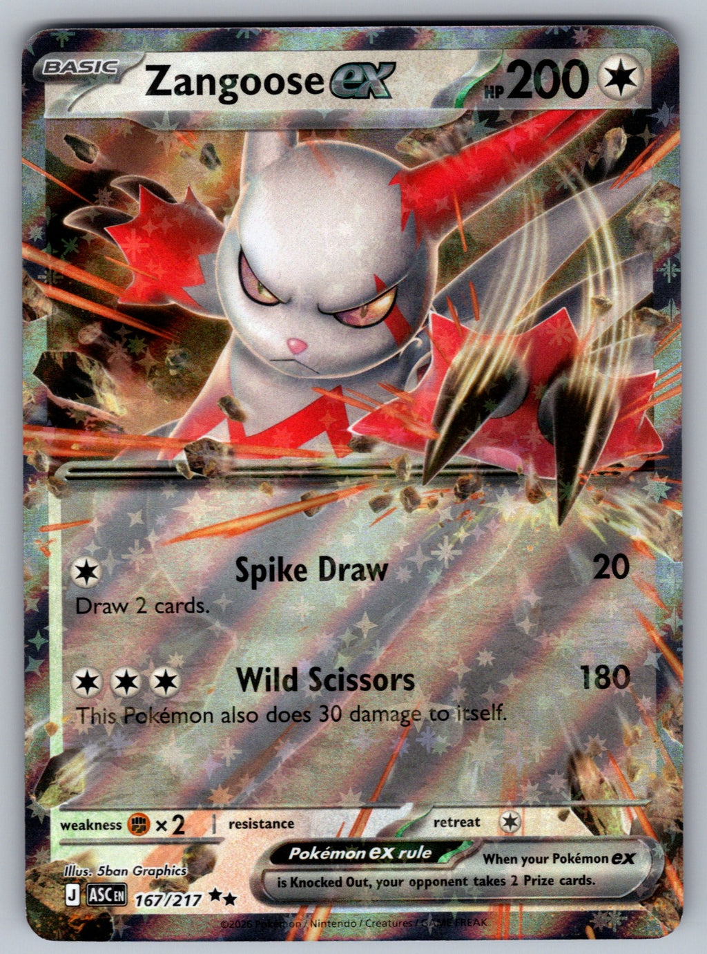 Zangoose ex Holo Double Rare ME: Ascended Heroes 167/217 NM 2026