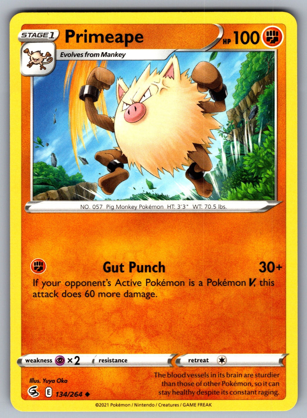 Primeape Uncommon SWSH08: Fusion Strike 134/264 NM 2021