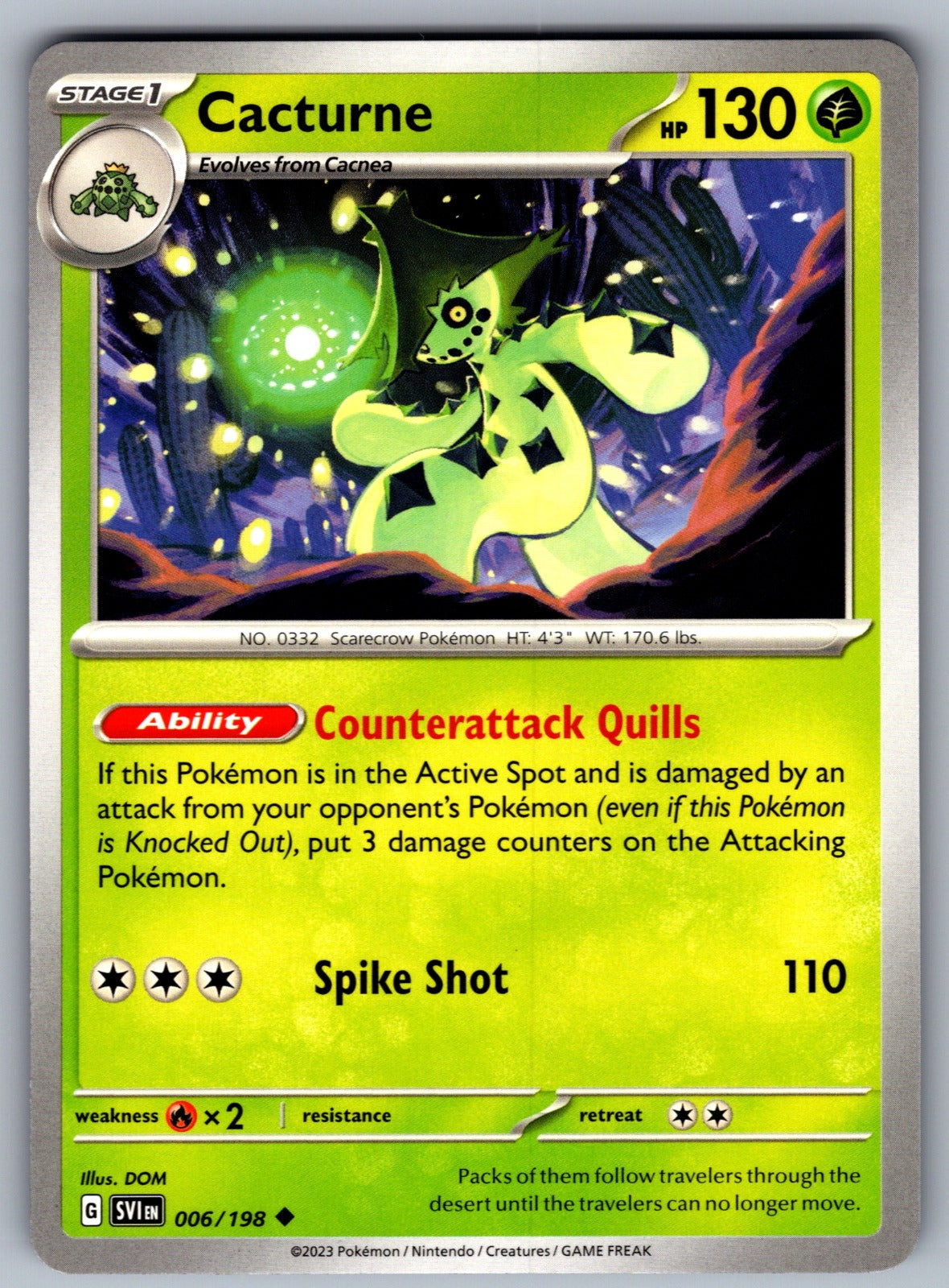 Cacturne Uncommon SV01: Scarlet & Violet Base Set 006/198 NM 2023
