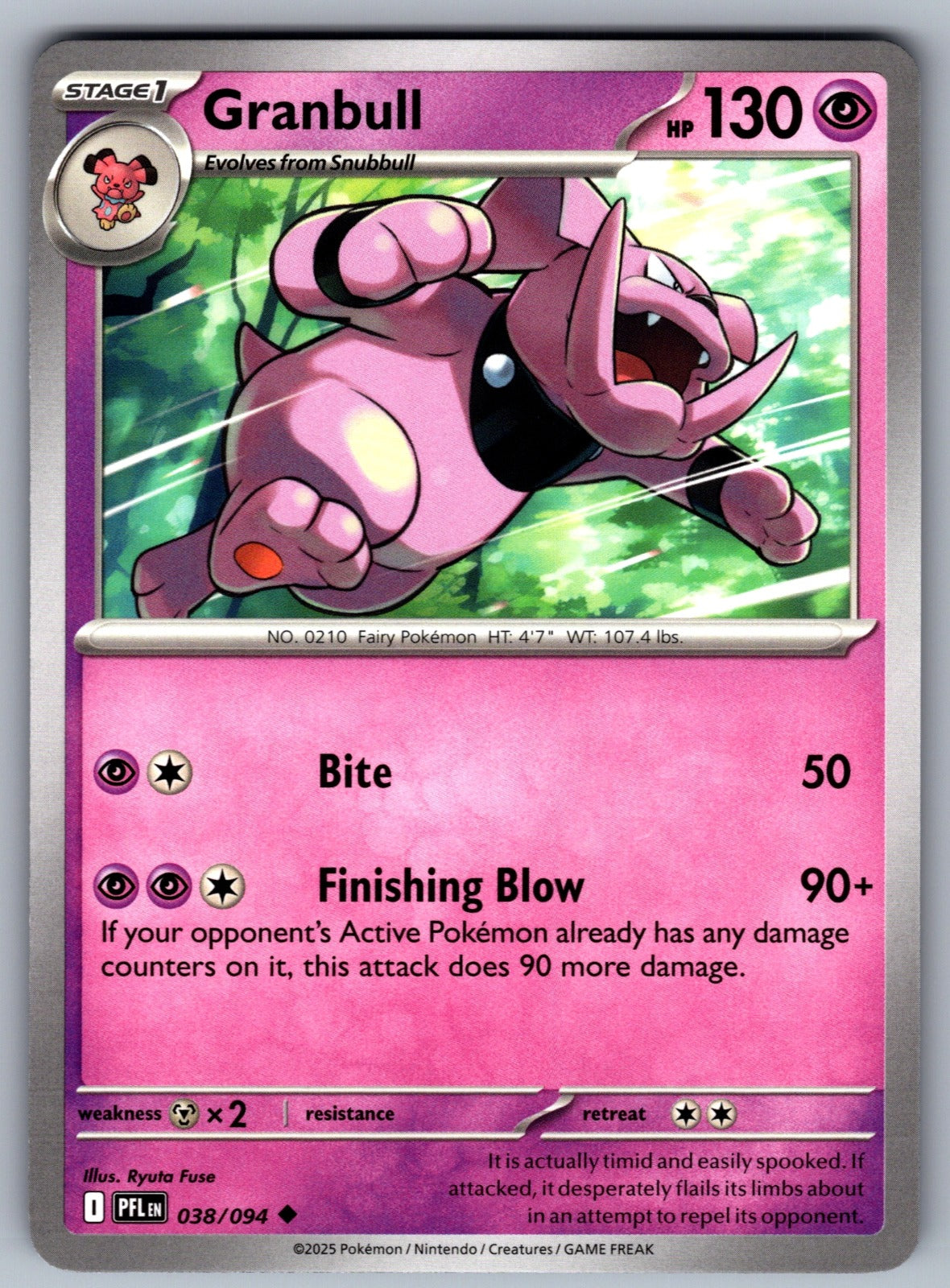 Granbull Uncommon ME02: Phantasmal Flames 038/094 NM 2025