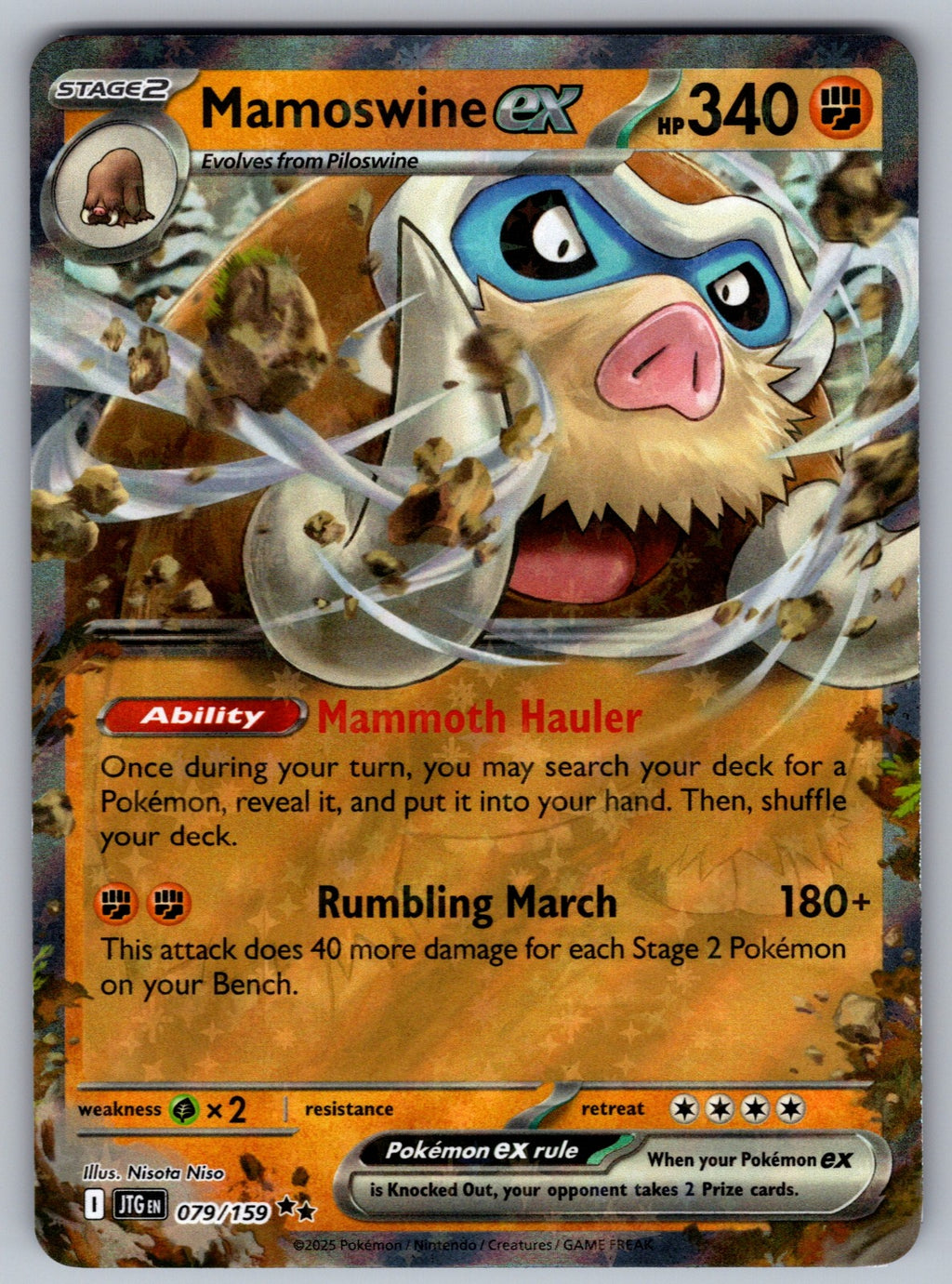 Mamoswine ex - Holo Double Rare SV09: Journey Together 079/159 NM 2025