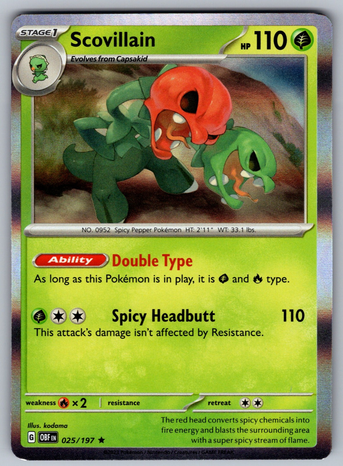Scovillain Holo Rare SV03: Obsidian Flames 025/197 NM 2023