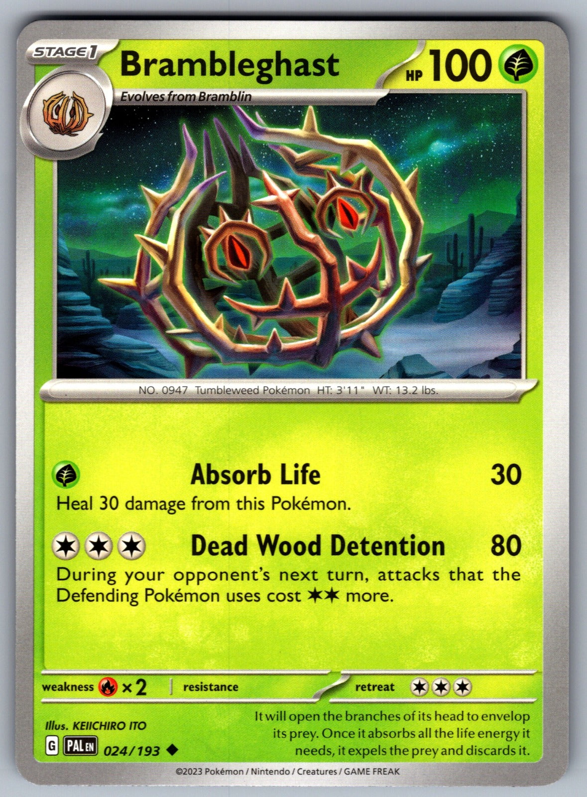 Brambleghast Uncommon SV02: Paldea Evolved 024/193 NM 2023