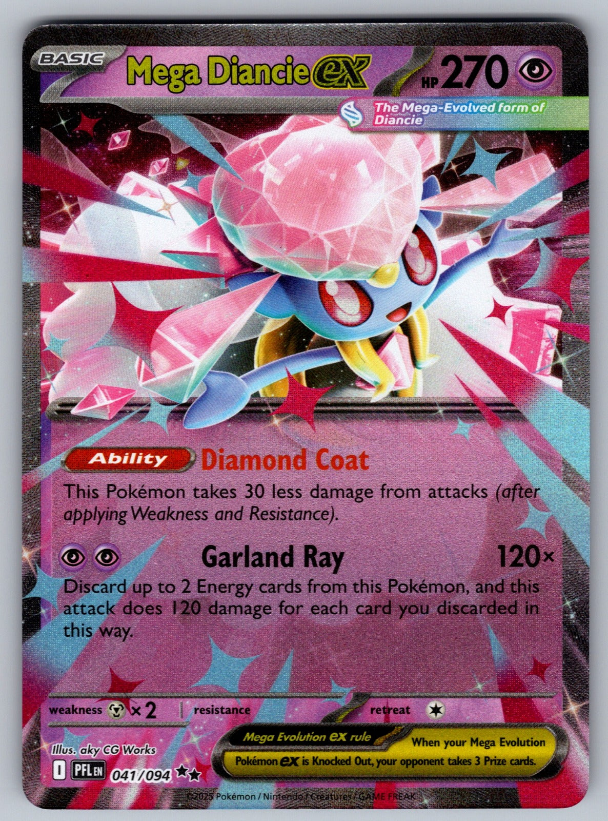 Mega Diancie ex Holo Double Rare ME02: Phantasmal Flames 041/094 NM 2025