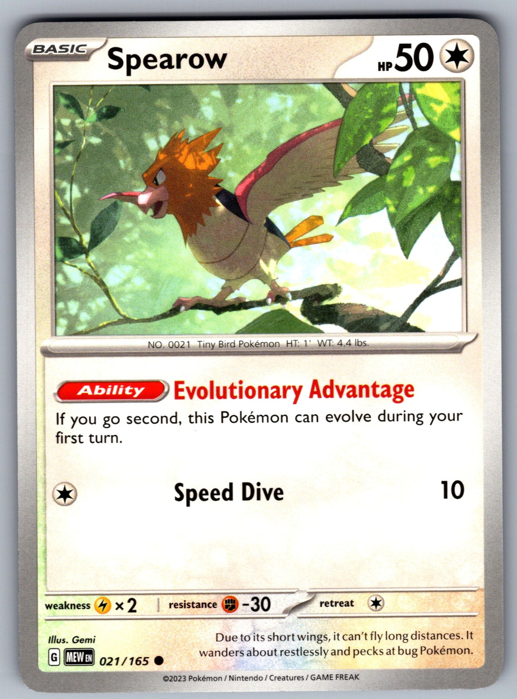 Spearow Common SV: Scarlet & Violet 151 021/165 NM 2023