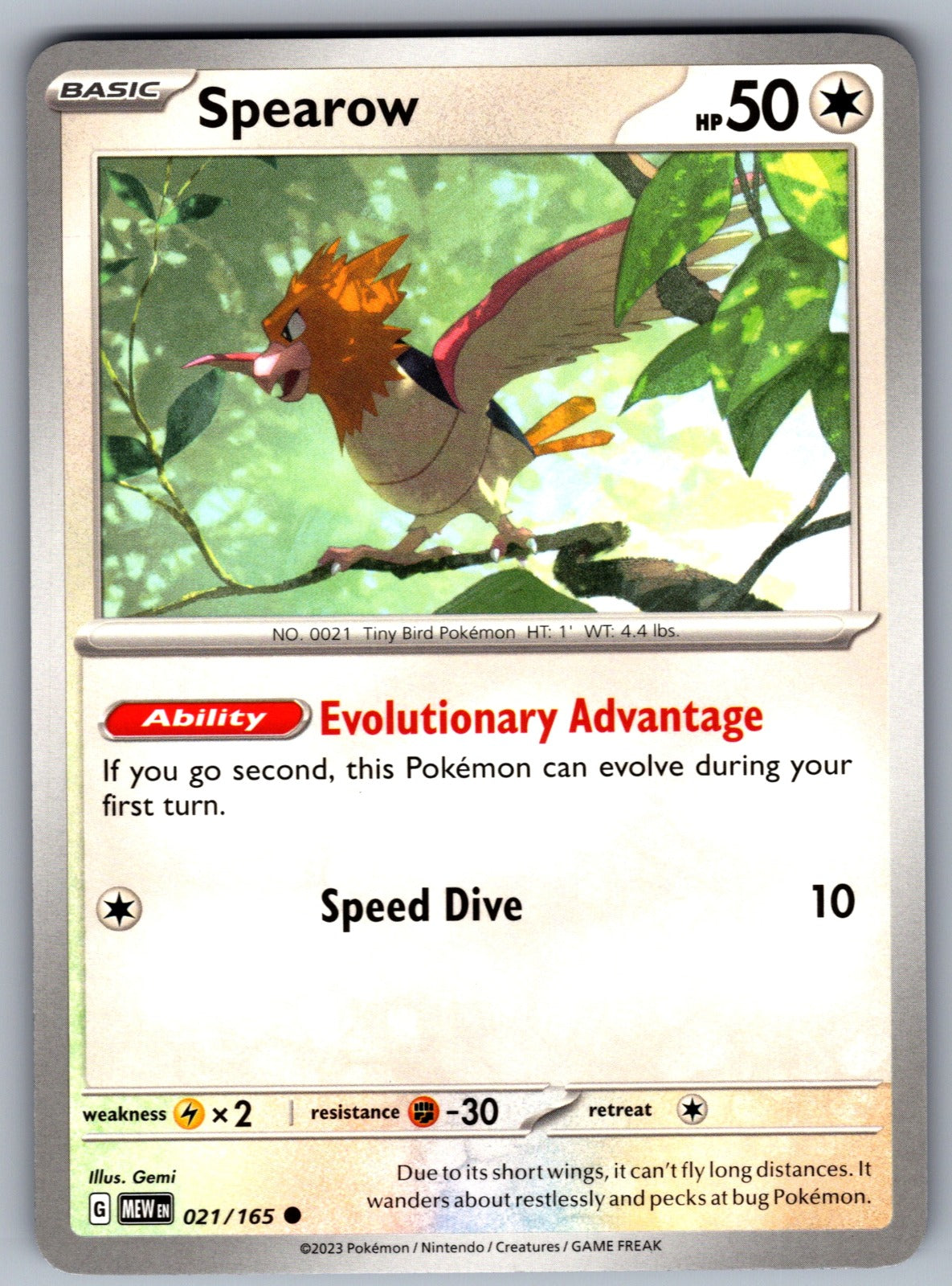 Spearow Common SV: Scarlet & Violet 151 021/165 NM 2023