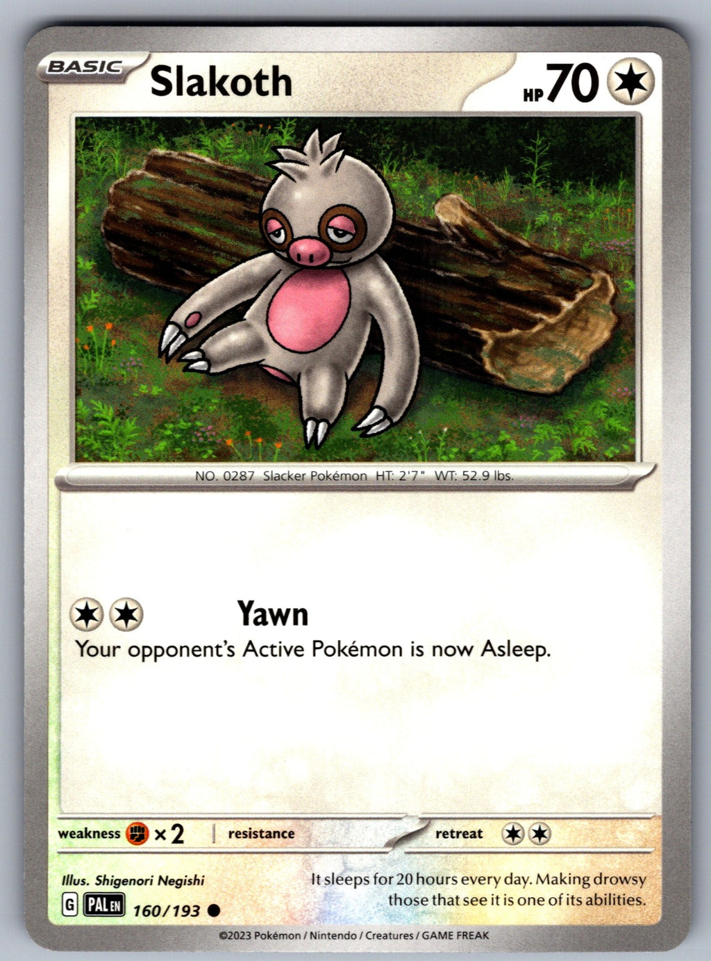 Slakoth Common SV02: Paldea Evolved 160/193 NM 2023