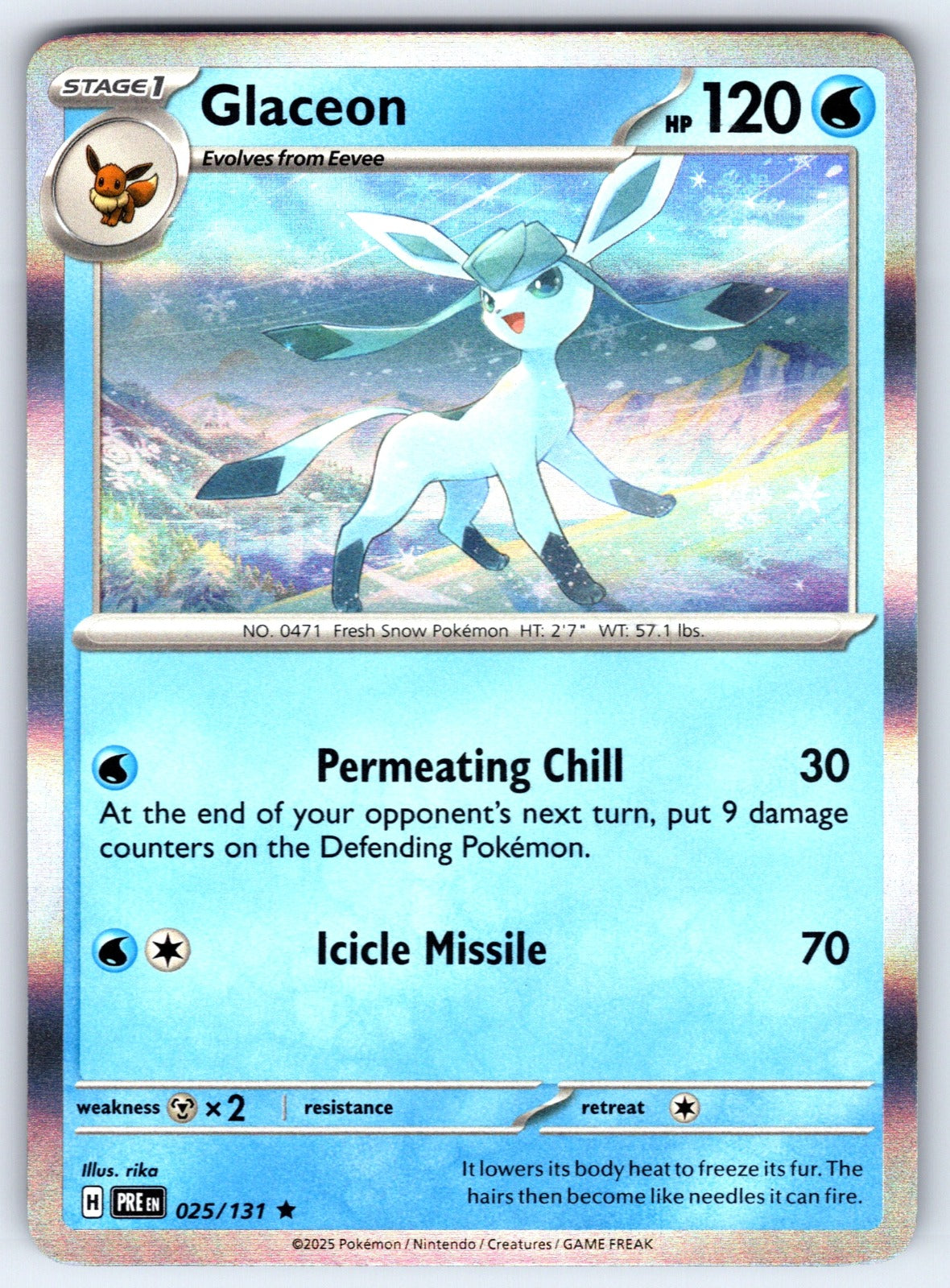 Glaceon Holo Rare SV: Prismatic Evolutions 025/131 NM 2025