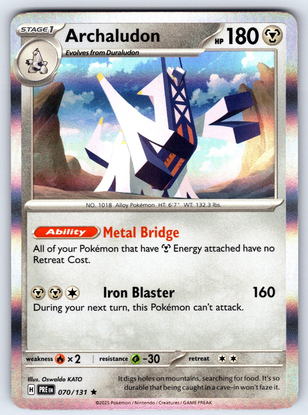 Archaludon Holo Rare SV: Prismatic Evolutions 070/131 NM 2025