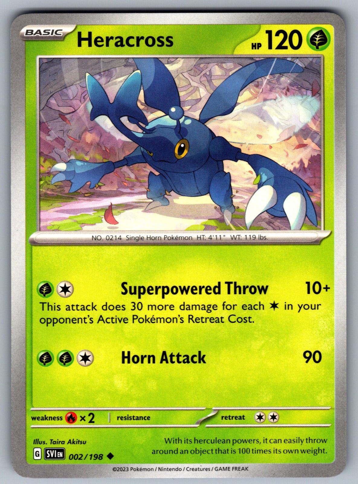 Heracross Uncommon SV01: Scarlet & Violet Base Set 002/198 NM 2023