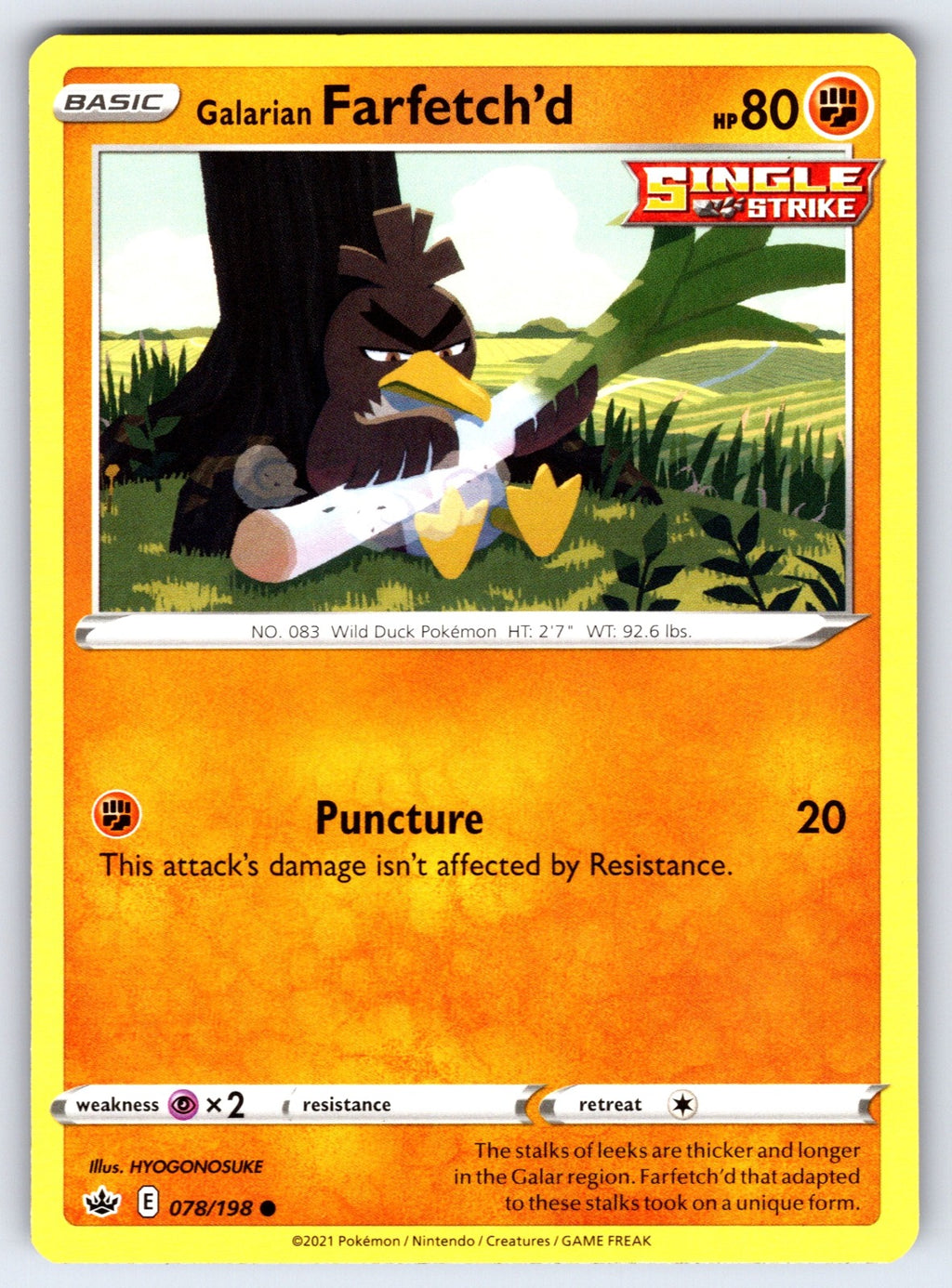 Galarian Farfetch'd Common SWSH06: Chilling Reign 078/198 LP 2021