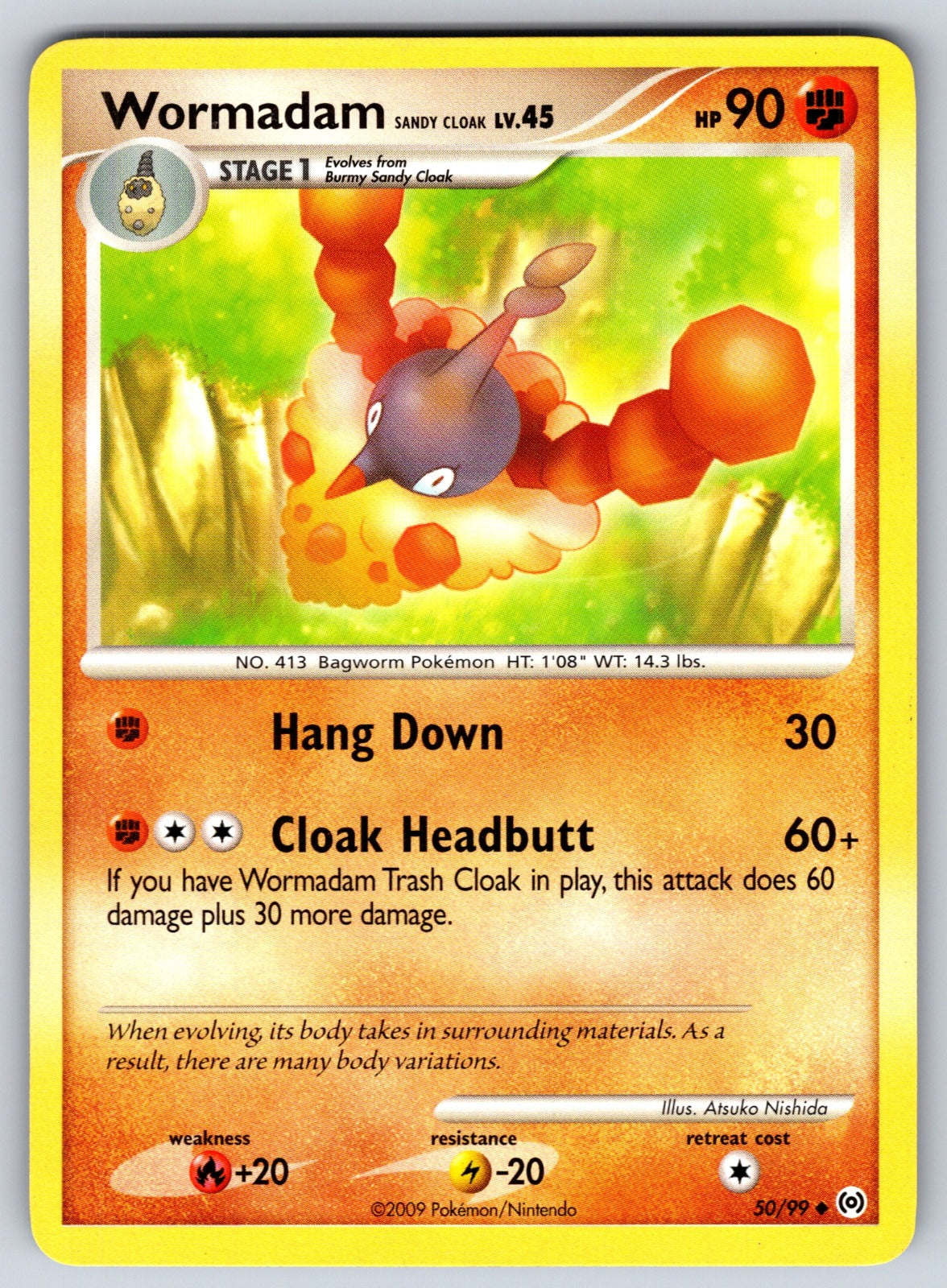 Wormadam Sandy Cloak Uncommon Arceus 50/99 LP 2009