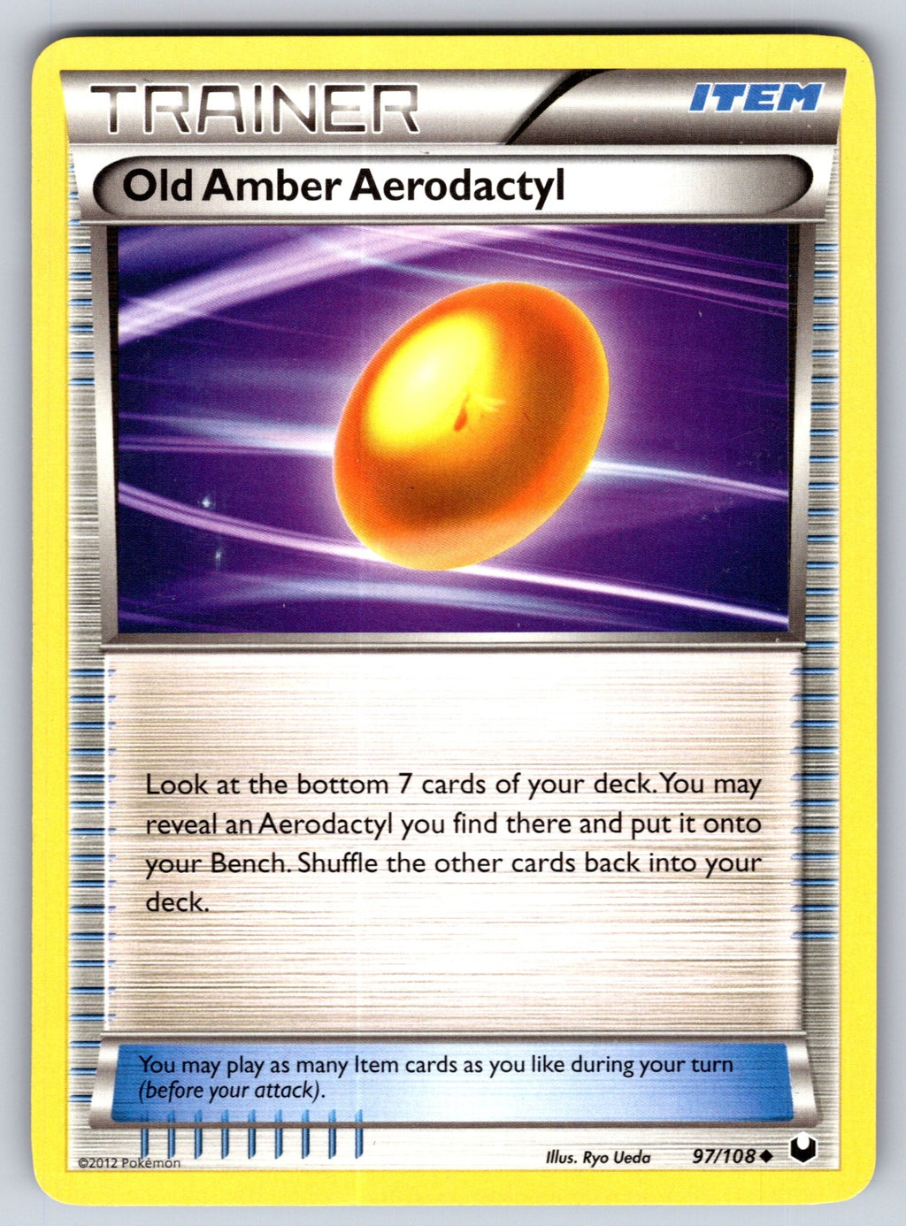 Old Amber Aerodactyl Uncommon Dark Explorers 97/108 LP 2012