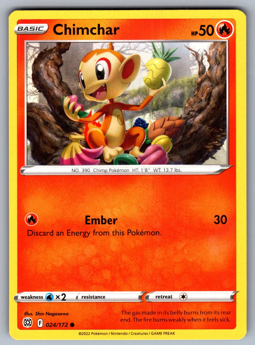 Chimchar Common SWSH09: Brilliant Stars 024/172 NM 2022
