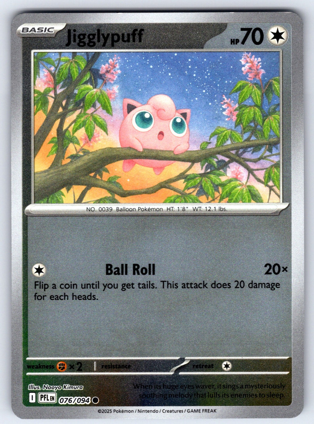 Jigglypuff Reverse Holo Common ME02: Phantasmal Flames 076/094 NM 2025
