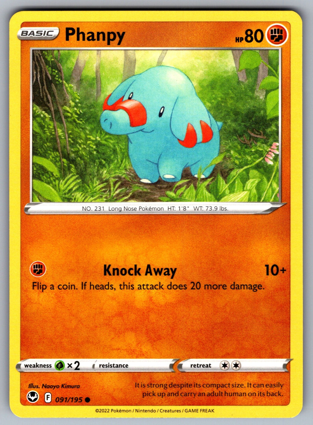Phanpy Common SWSH12: Silver Tempest 091/195 NM 2022