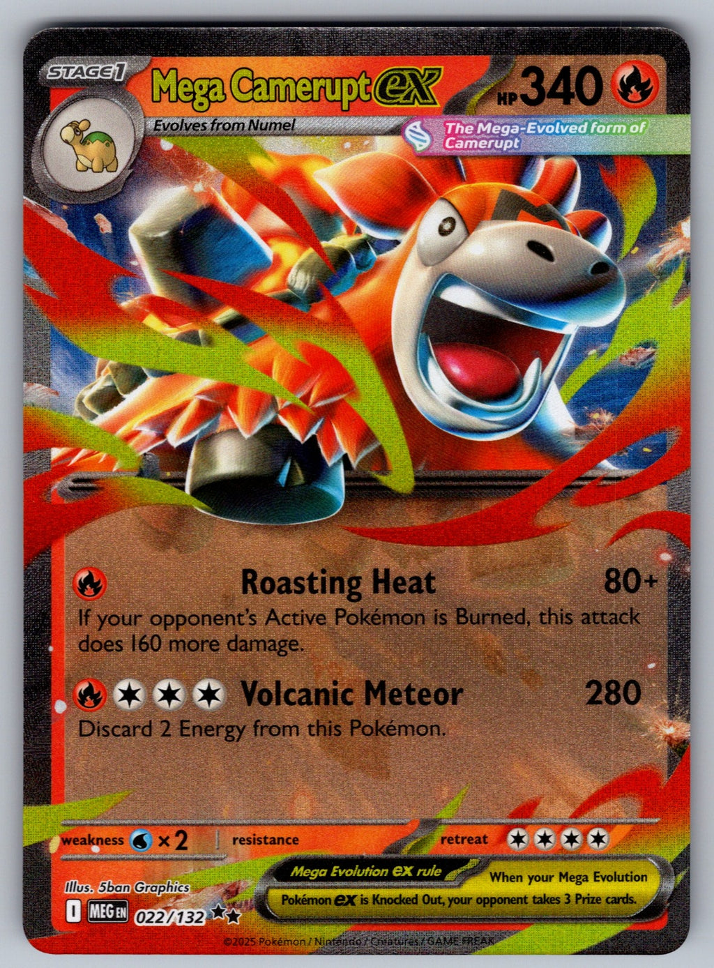 Mega Camerupt ex Holo Double Rare ME01: Mega Evolution 022/132 NM 2025