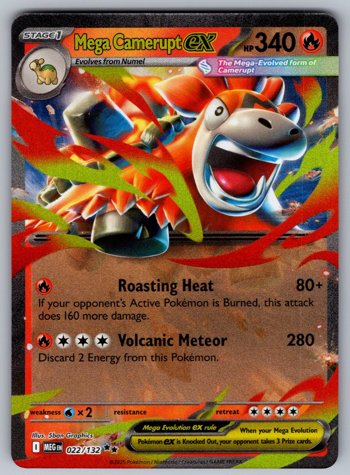 Mega Camerupt ex Holo Double Rare ME01: Mega Evolution 022/132 NM 2025