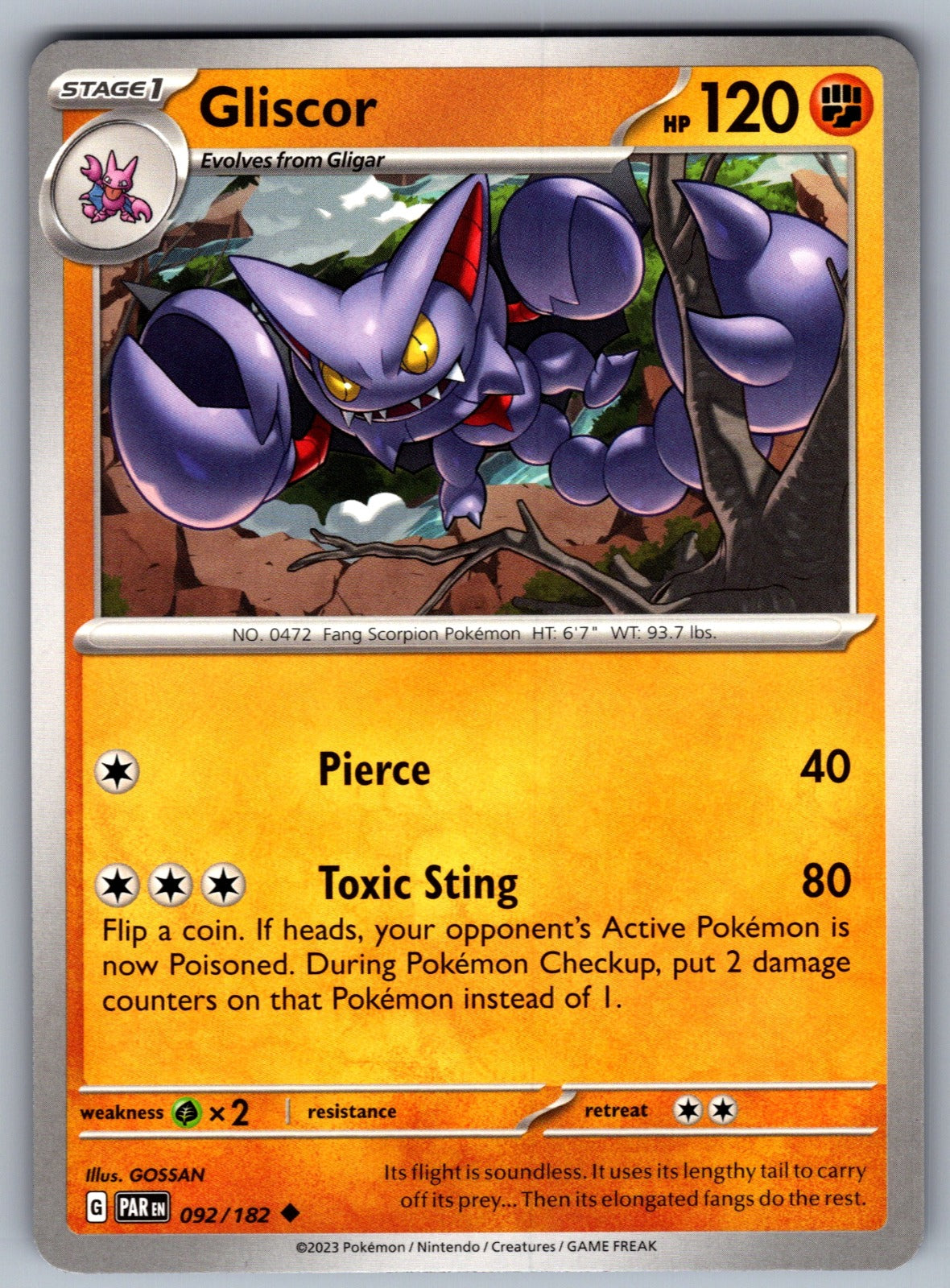 Gliscor Uncommon SV04: Paradox Rift 092/182 NM 2023