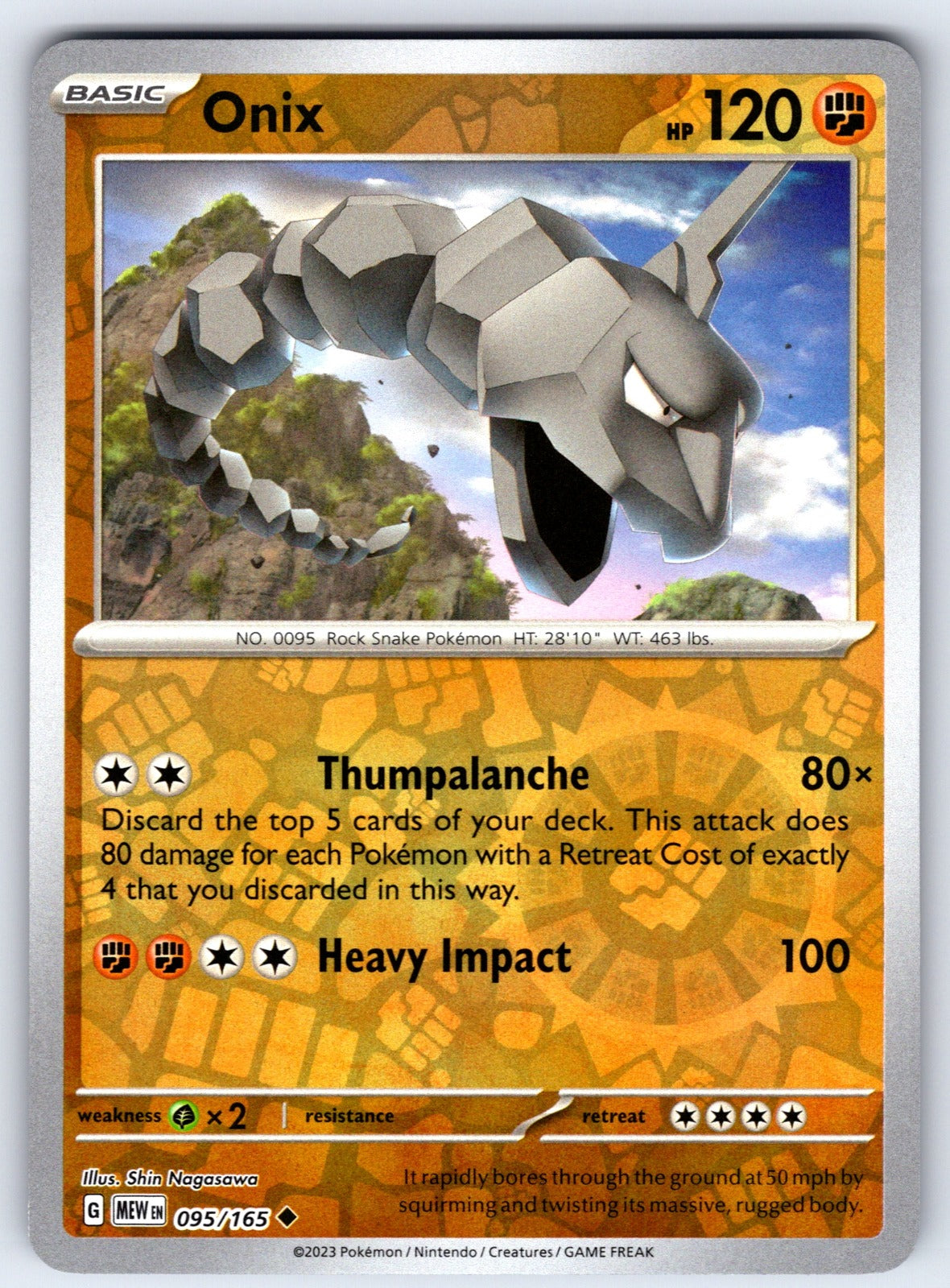 Onix Reverse Holo Uncommon SV: Scarlet & Violet 151 095/165 NM 2023