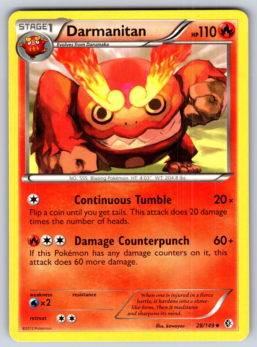 Darmanitan Uncommon Boundaries Crossed 28/149 LP 2012