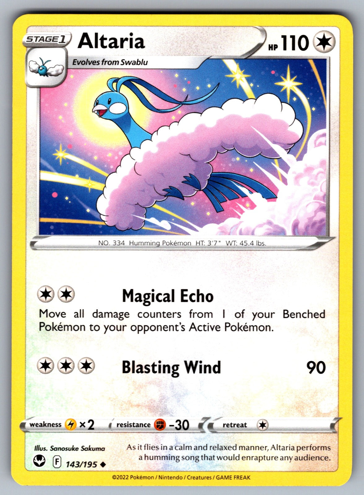 Altaria Uncommon SWSH12: Silver Tempest 143/195 NM 2022