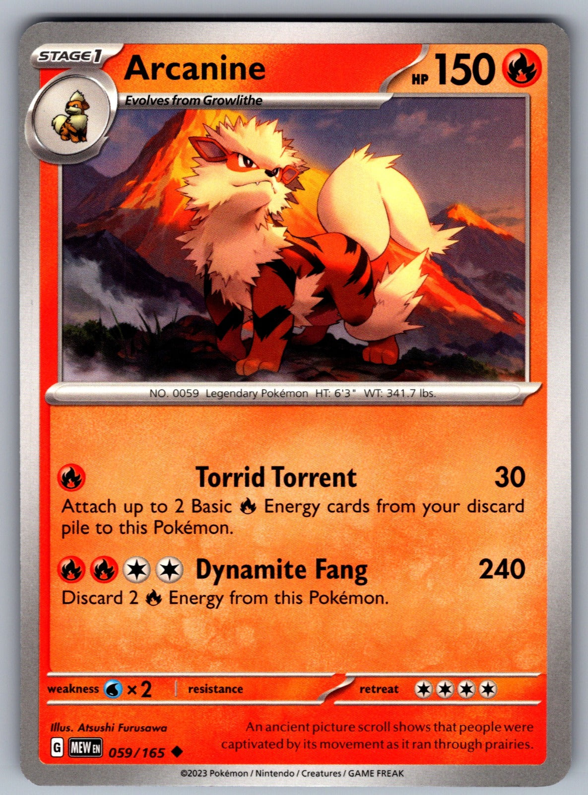 Arcanine Uncommon SV: Scarlet & Violet 151 059/165 NM 2023