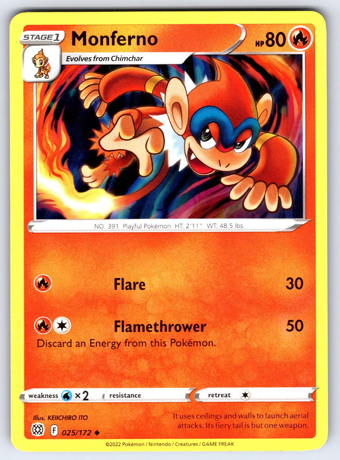 Monferno Uncommon SWSH09: Brilliant Stars 025/172 NM 2022