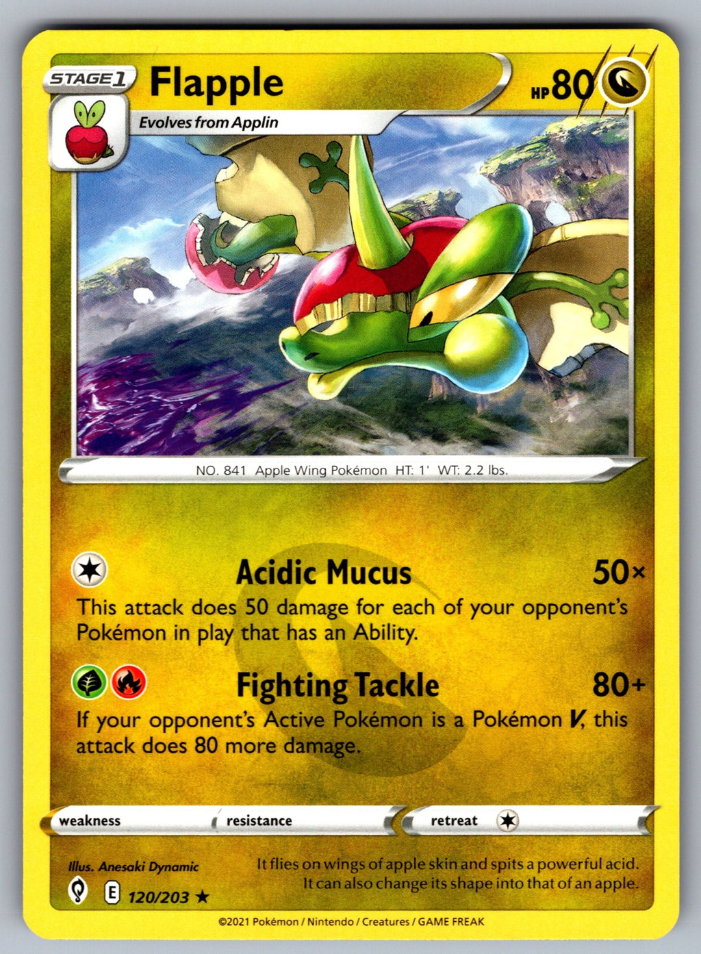 Flapple Rare SWSH07: Evolving Skies 120/203 NM 2021