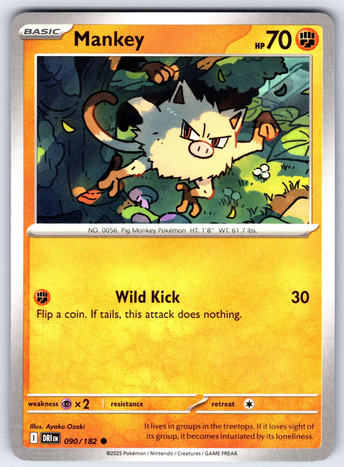 Mankey Common SV10: Destined Rivals 090/182 NM 2025