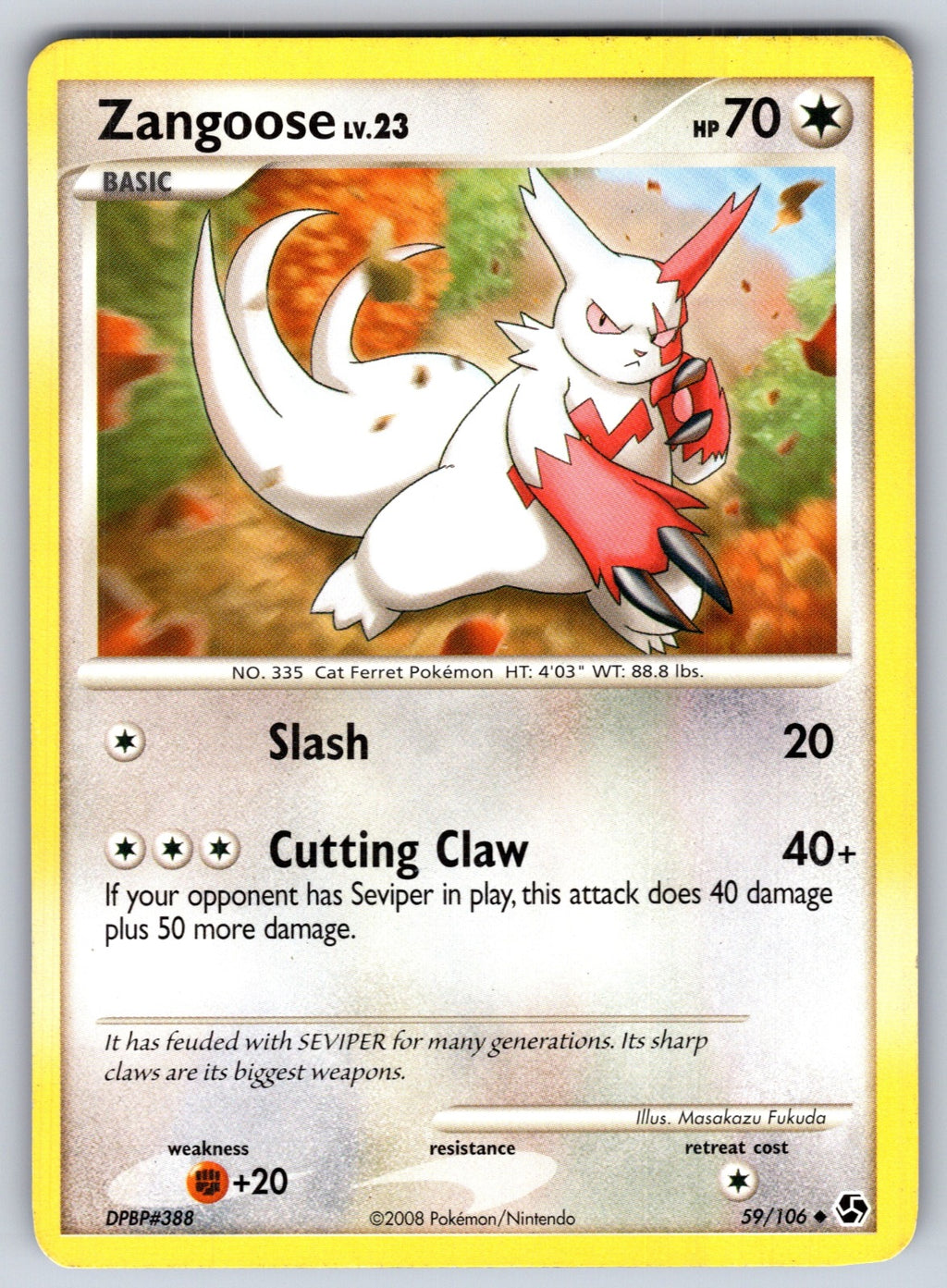 Zangoose Uncommon Great Encounters 59/106 LP 2008