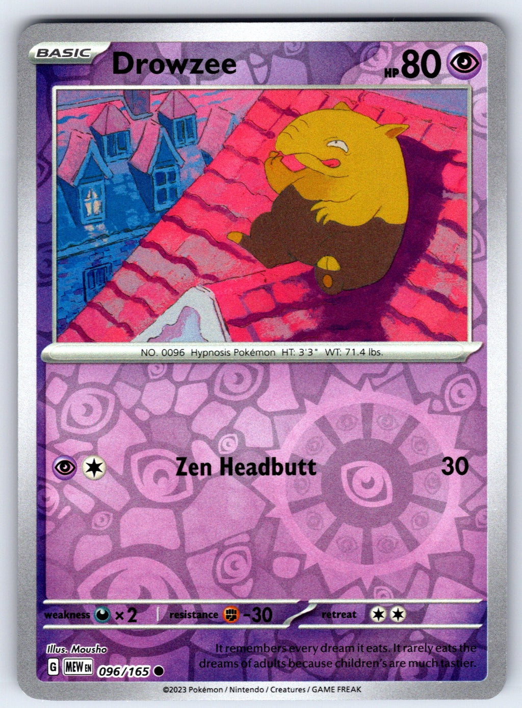 Drowzee Reverse Holo Common SV: Scarlet & Violet 151 096/165 NM 2023
