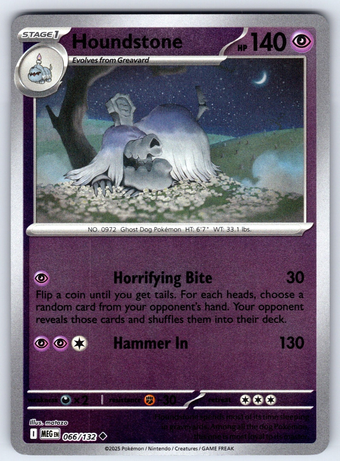 Houndstone Reverse Holo Uncommon ME01: Mega Evolution 066/132 NM 2025