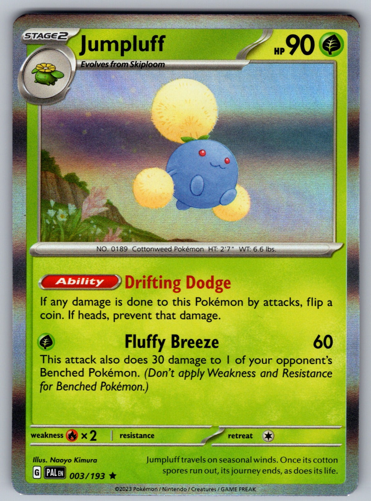 Jumpluff Holo Rare SV02: Paldea Evolved 003/193 NM 2023